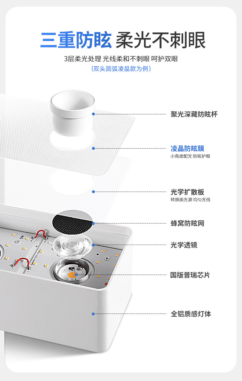 六头斗胆灯超薄明装射灯智能客厅主灯筒射灯一体防眩吸顶盒子灯 图文详情 7