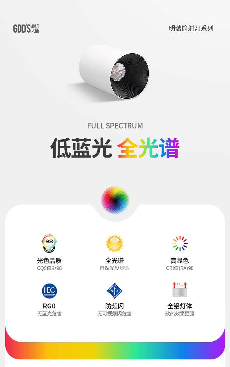 GDDS明装射灯筒灯led防眩免开孔吸顶灯圆形极简无主灯客厅卧室 图文详情 4