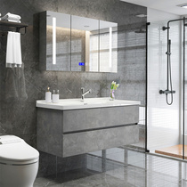  Simple and light luxury smart bathroom cabinet combination Modern bathroom Ceramic basin Wash basin Wash basin Bathroom cabinet