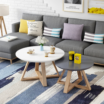 Nordic Tea Table Minima Living Room Small Household Type Solid Wood Simple Round Tea Table European Style Baking Varnish Small Table Creative Tea Table