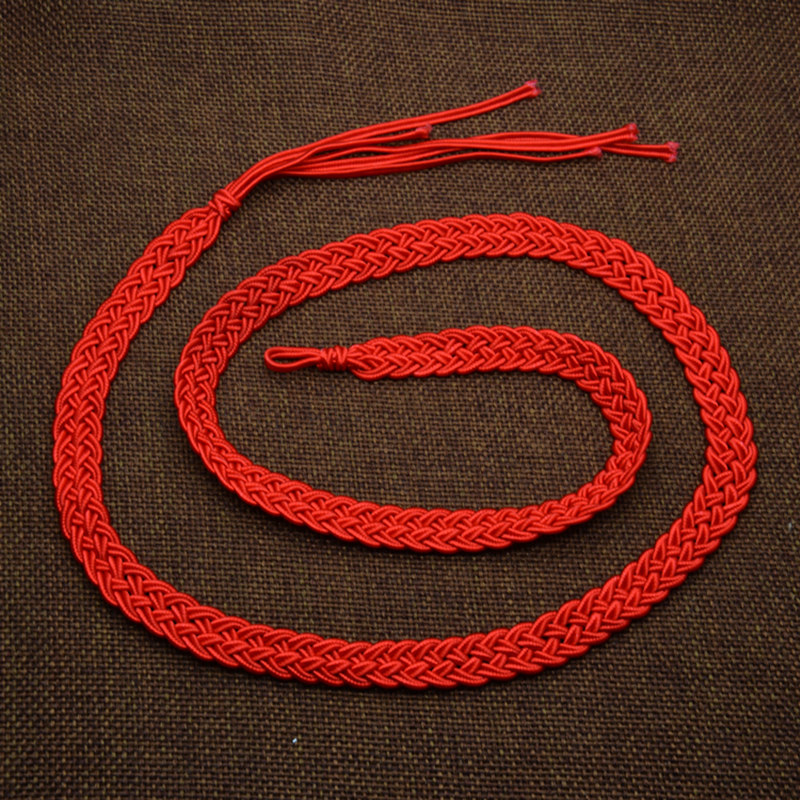 Manual fine chicory red waist rope chain hollowed-out pattern Ben life red rope waist chain healthy praying for the flower of the flower