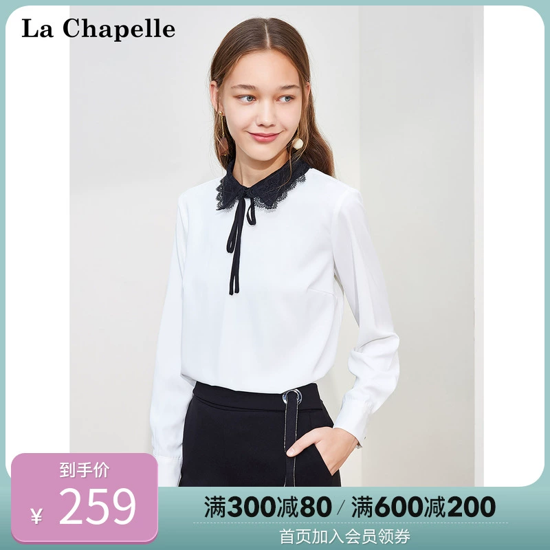 Áo sơ mi nữ voan trắng Hàn Quốc La Chapelle mùa thu 2019 kiểu mới tay dài thu đông và thời trang áo thun nữ - Áo sơ mi chiffon ren