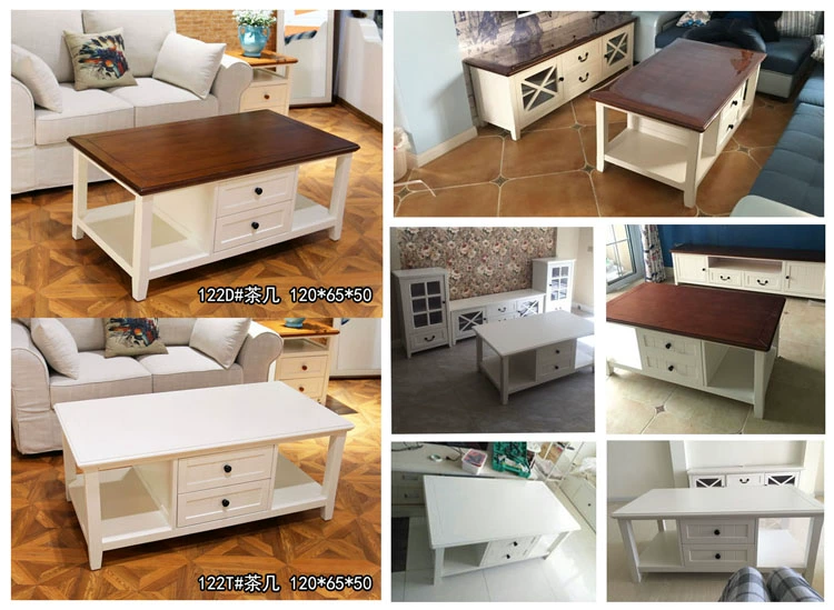 Bàn cà phê cỡ nhỏ Đồ nội thất Địa Trung Hải đơn giản Người Mỹ nhỏ Hans IKEA Đai gỗ rắn kiểu Mỹ bơm bàn cà phê cổ điển - Bàn trà