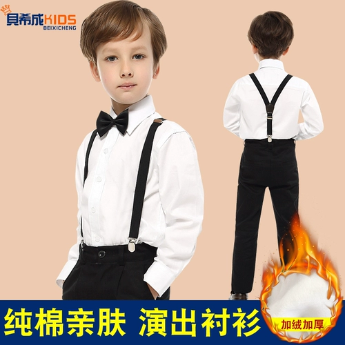 Детская флисовая удерживающая тепло рубашка для мальчиков, демисезонная утепленный лонгслив, форма для школьников