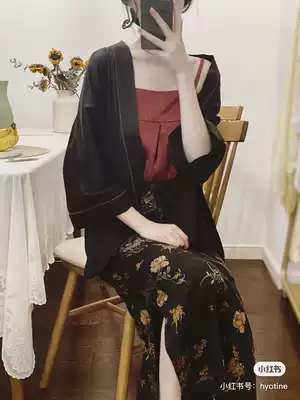 Xiaogongzi original Chinese style retro thin fluorescent silk satin belly sling strap bra top ZX83