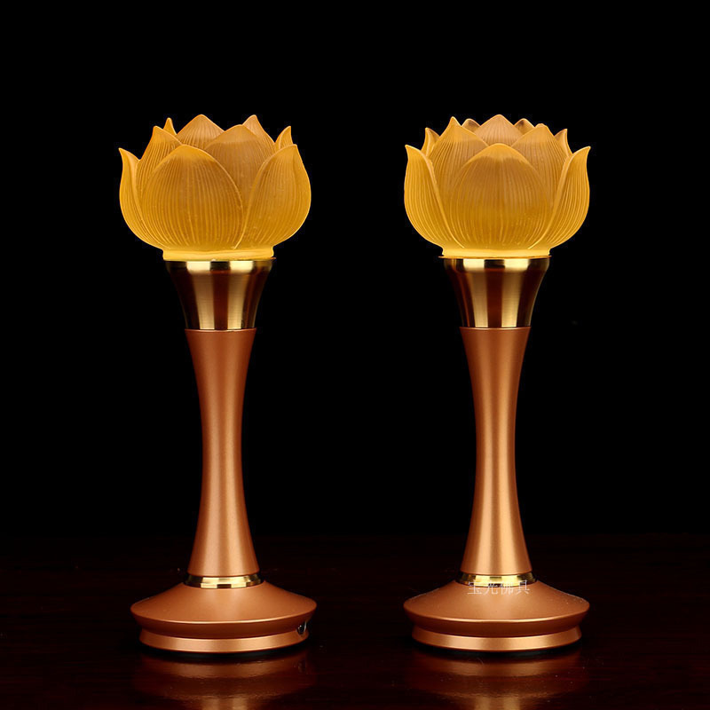 Taiwan Buddha lamp Pure Copper household Buddha front glass lamp Buddha Lamp Changming Lamp LED colorful Lotus Lamp Buddha Lamp