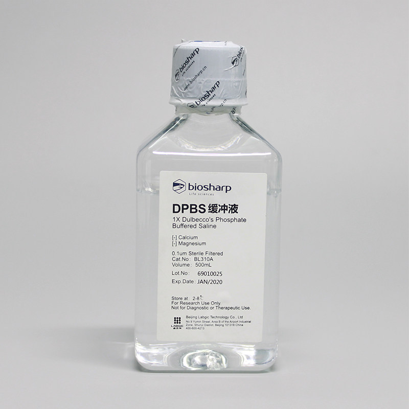 Biosharp白鲨 BL302A  BL310A D-PBS缓冲液500ml杜氏磷酸盐 不含钙镁酚红 PH 范围7.2-7.4 已除菌处理