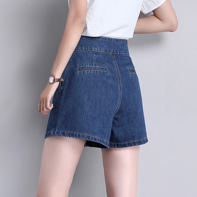 Denim shorts women's 2021 summer Korean version high waist loose and thin large size casual ladies a-line wide-leg shorts