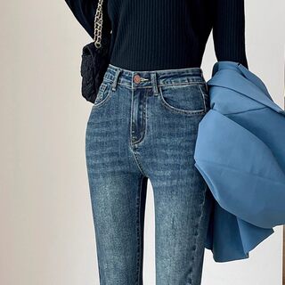 High-Waisted Women's Jeans 2025 Spring and Autumn New Slim-Fit Stretch Skinny Cropped Pencil Pants
