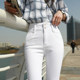 High-Waisted Women's Jeans 2026 Spring and Autumn New Slim-Fit Skinny Stretch White Pencil Pants Cropped Length