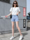 Light blue denim shorts for women summer 2025 new Korean style high-waisted loose casual a-line slimming Internet celebrity hot pants trend