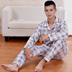 Mùa xuân và mùa thu mens trẻ bộ đồ ngủ dài tay bông trung niên mens pajamacard mens mùa hè quần áo nhà thiết. 