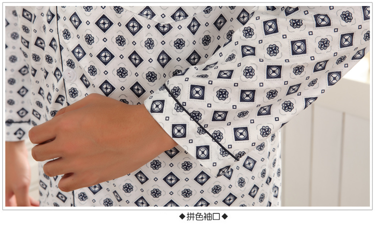 Mùa xuân và Mùa Thu Mùa Hè Nam Đồ Ngủ Cotton Dài Tay Áo Đồ Ngủ Nam Trung Niên Bông Mùa Hè Ngắn Tay Áo Đồ Ngủ Set đồ ngủ nam phong cách Nhật Bản