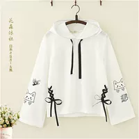 Đại học gió nhỏ con mèo trùm đầu áo len học sinh cô gái mềm dễ thương cô gái áo hoodie áo khoác ngắn thủy triều áo khoác nữ cá tính