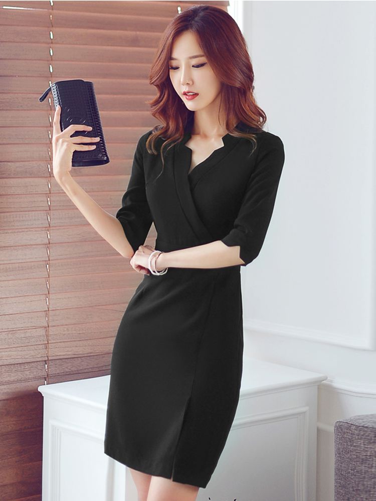 Spring and Autumn New Career Beauty Dress Female Slim Sleeve Jewelry Shop Building Worksuit