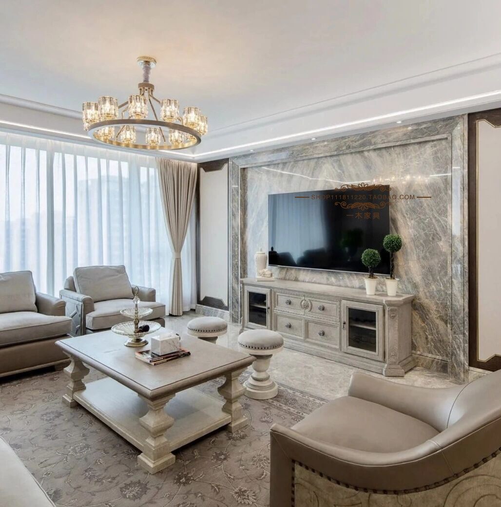 art building revival TV cabinet American solid wood engraving TV cabinet European-style living-room retro for old storage cabinets