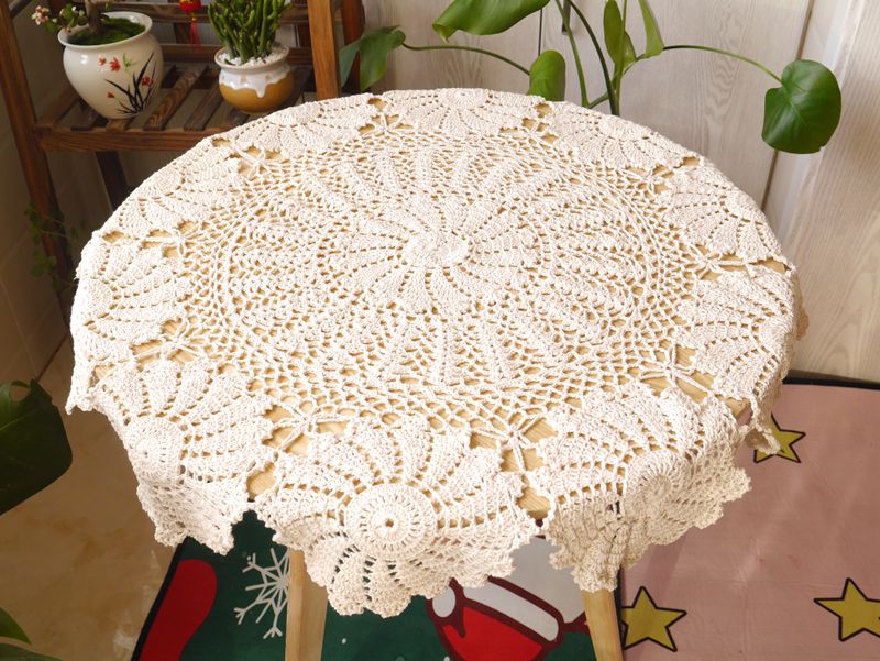 I love my home pure handmade crochet hook Cotton Lace Hollowed-out Woven Tablecloth Table Cloth Tea Table Flag Geeb