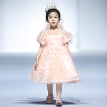 Childrens evening dress Princess dress girl 2021 new summer flower children wedding little girl piano playing dress host