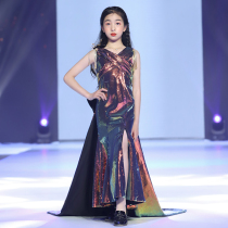 Girls dress dress high-end foreign style model catwalk exaggerated children host personality stage performance piano costume