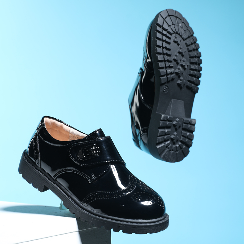 Boy black leather shoes 2022 new children walking show suits accessories Inlenwind children shoes CUHK children's performance shoes