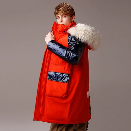 Длинный зимний пуховик для мальчиков, трендовая бархатная толстовка с капюшоном, 2019, утиный пух
