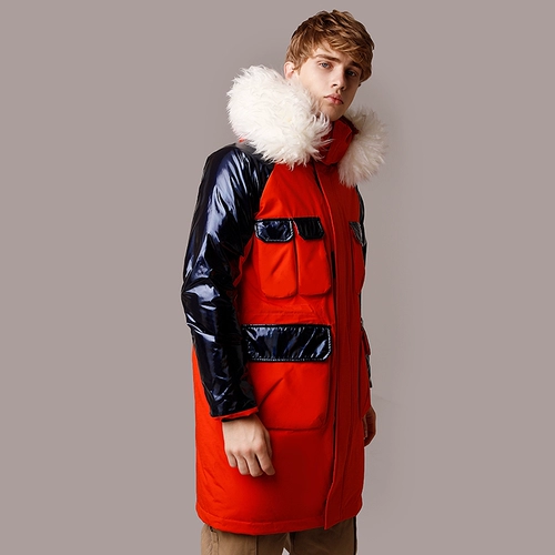 Длинный зимний пуховик для мальчиков, трендовая бархатная толстовка с капюшоном, 2019, утиный пух