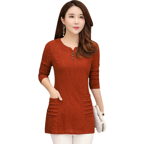 Модная осенняя утепленный лонгслив для матери, по фигуре, в западном стиле