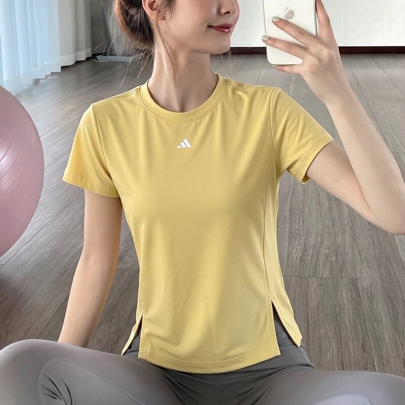 Adidas Short-Sleeved Women's Summer New Quick-Drying Yoga Breathable Half-Sleeved Slimming Sports Pilates T-Shirt