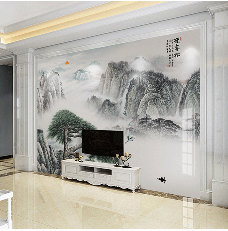 tivi samsung 70 inch 3D hiện đại mới Trung Quốc mực phong cảnh bức tranh đá cẩm thạch hình nền phòng khách 5D TV hình nền bức tranh tường liền mạch - TV giá tivi samsung 55 inch