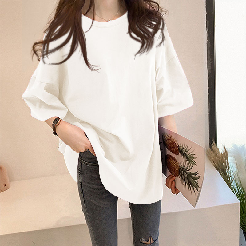 35 # White~white T-shirt female Short sleeve ins Foreign style summer 2021 new pattern Korean version easy Versatile Best friend jacket tide