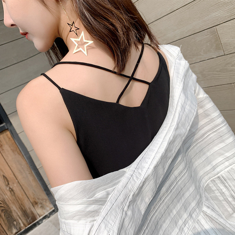 Chiffon camisole women's summer bottoming inside and outside wearing tops new V-neck double-layer all-match loose and sexy