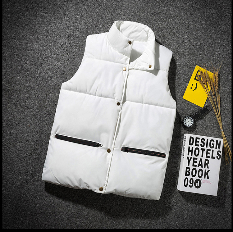 Áo vest cotton giản dị mùa thu nam mùa đông Hàn Quốc phiên bản áo đôi nam thủy tinh dày cổ áo vest ngắn trẻ trung áo khoác lông