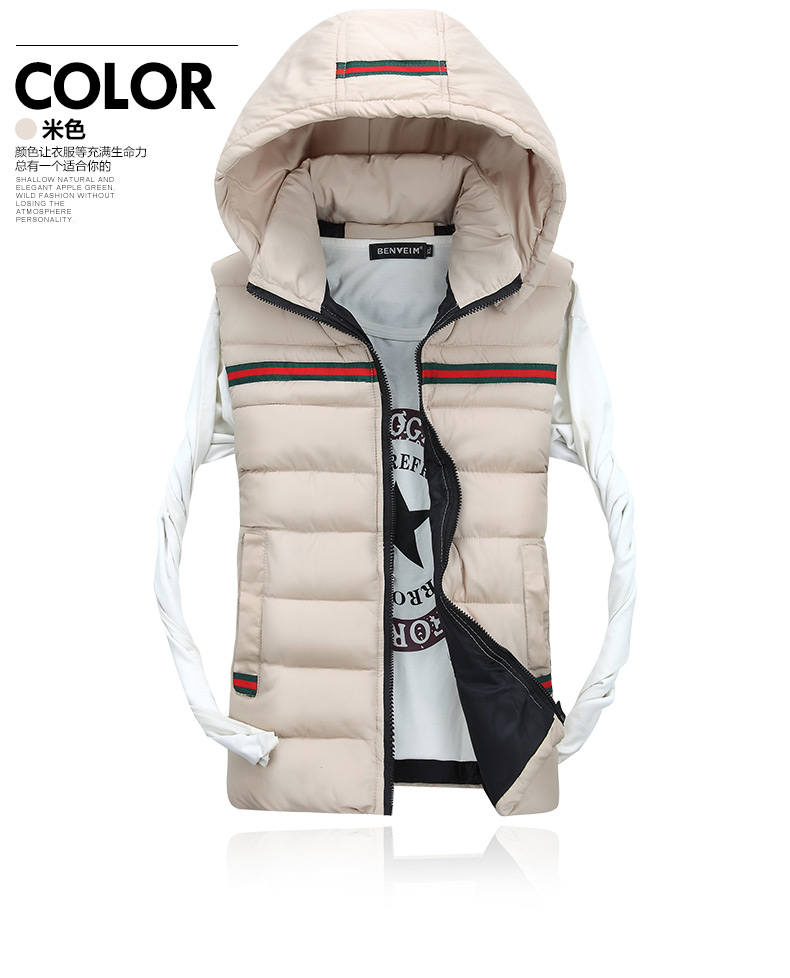 Cặp đôi vest nam cotton Mùa thu đông ngoài trời trùm đầu dày áo khoác không tay Hàn Quốc vest vest nam bình thường khoác vest nam