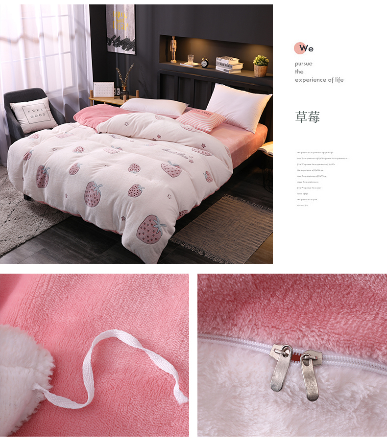 Bông tuyết chăn đơn mảnh flannel san hô nhung cộng với nhung ấm dày mùa đông đôi nhung bao gồm ba mảnh mùa đông - Quilt Covers 	chăn phao doraemon	