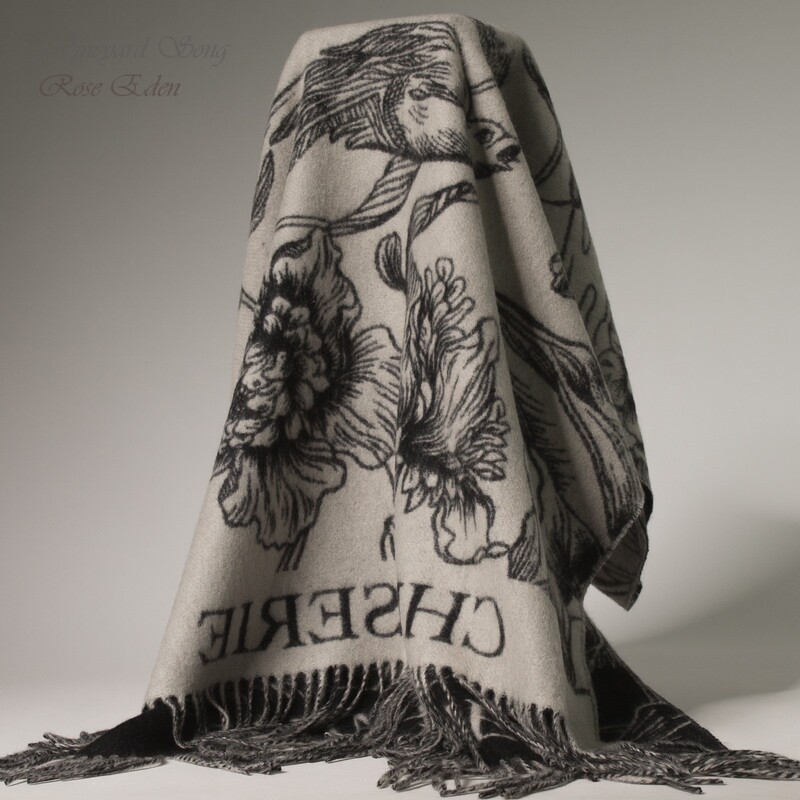 British Autumn and Winter High-End Designer Style Floral and Bird Double-Layered Craftsmanship Black and Gray Warp and Weft Color-Blocked Light Shrinkable Cashmere Shawl