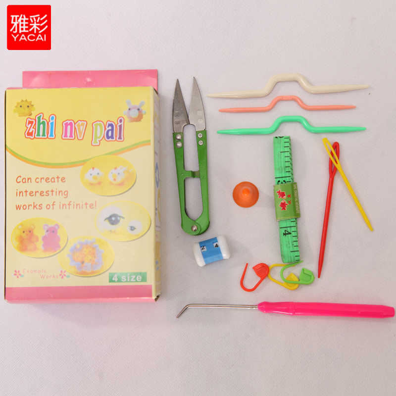 Elegant Woven Accessories Woven Accessories Hemp Flower Needle Mark Buttoned Sweater Stitch Needle Leather Ruler Suede Ball