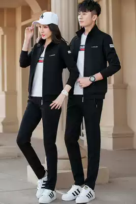 Couple sports suit spring and autumn three-piece Korean version 2021 New jacket Joker casual suit sweater men trend