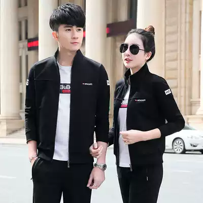 Couple clothing spring and autumn clothing sweatsuit suit men's 2021 New Korean trend large size casual wear jacket