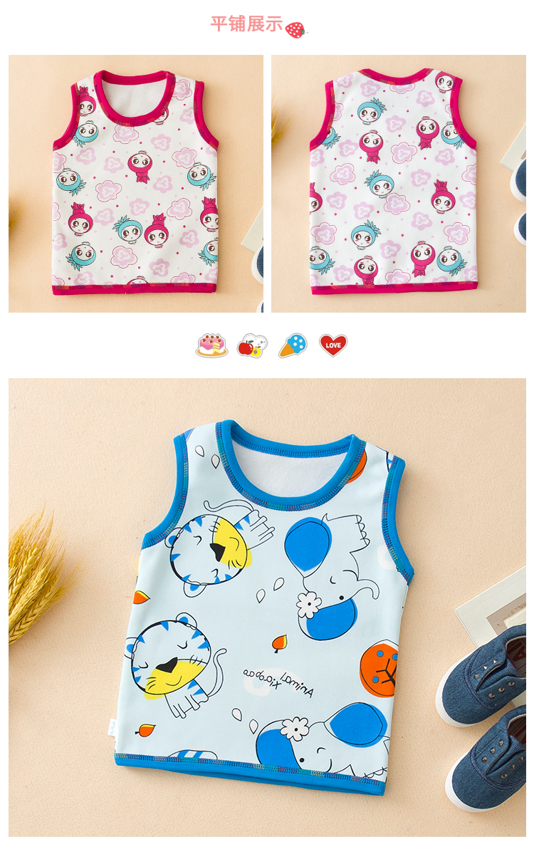 Mùa thu và mùa đông trẻ em gái ấm vest quần áo bé trai hoạt hình cậu bé lớn cộng với áo vest nhung bông vest quần áo trẻ em đẹp