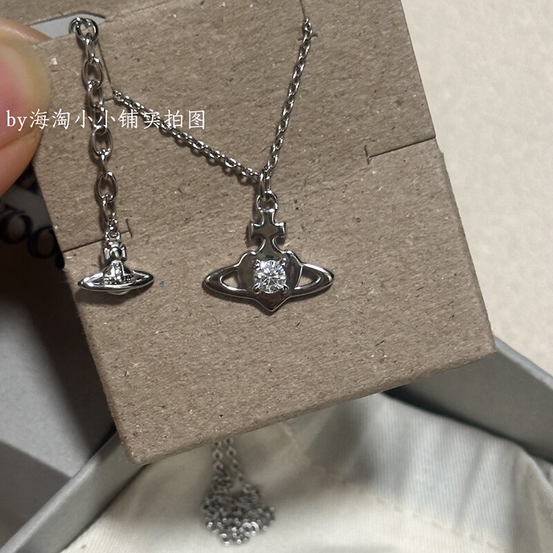 Authentic Korean Product｜Vivienne Westwood Noella Saturn Heart Necklace and Earrings 925 Silver