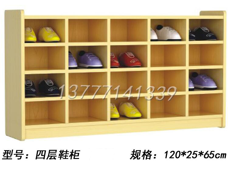 Kindergarten solid wood shoes cabinet Children's wood multilayer shoe rack training course can sit fireproof plate color cabinet furniture