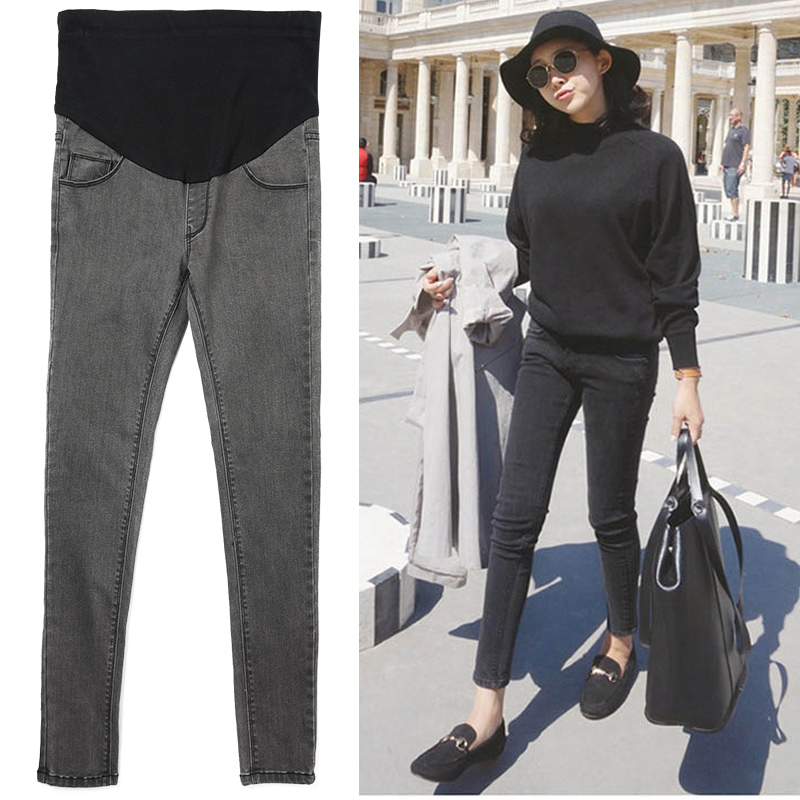 Pregnant Woman Pants Fall Outside Wearing Long Pants Jeans Autumn Winter Style Black Narrow Tube Tight Fit Pants Fashion Autumn Winter Thickened