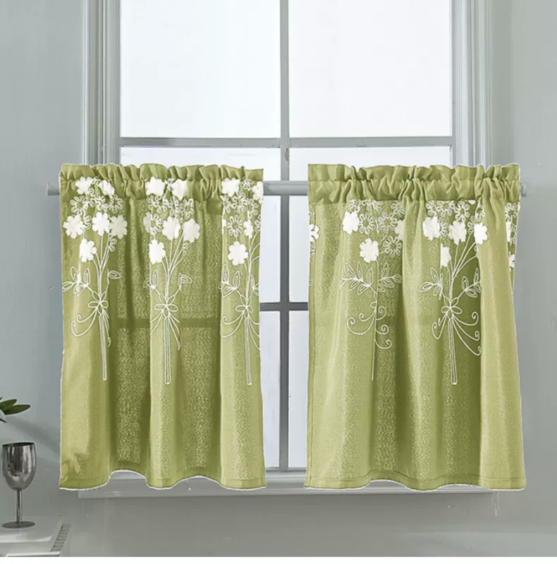 Rèm nhỏ cửa sổ ngắn mini ngắn trang trí rèm phòng ngủ thêu một nửa rèm che cửa sổ nhỏ rèm cửa tủ vải - Phụ kiện rèm cửa