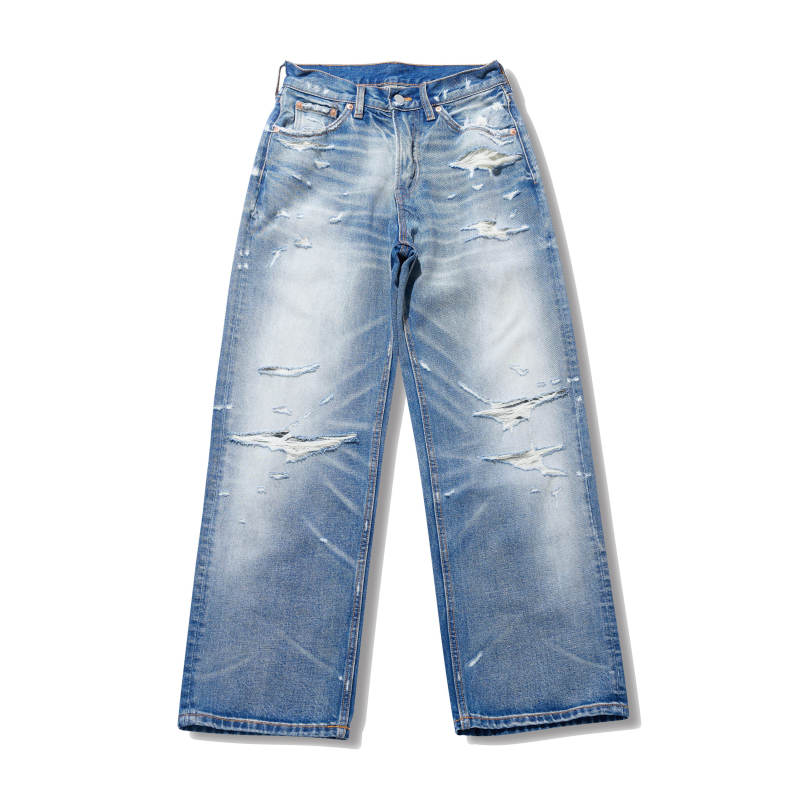 Danci Done Kanglong*War1 Bullet Hole Distressed Vintage Washed Loose Straight-Leg Jeans Danci Done Kanglong*War1 Bullet Hole Distressed Vintage Washed Loose Straight-Leg Jeans