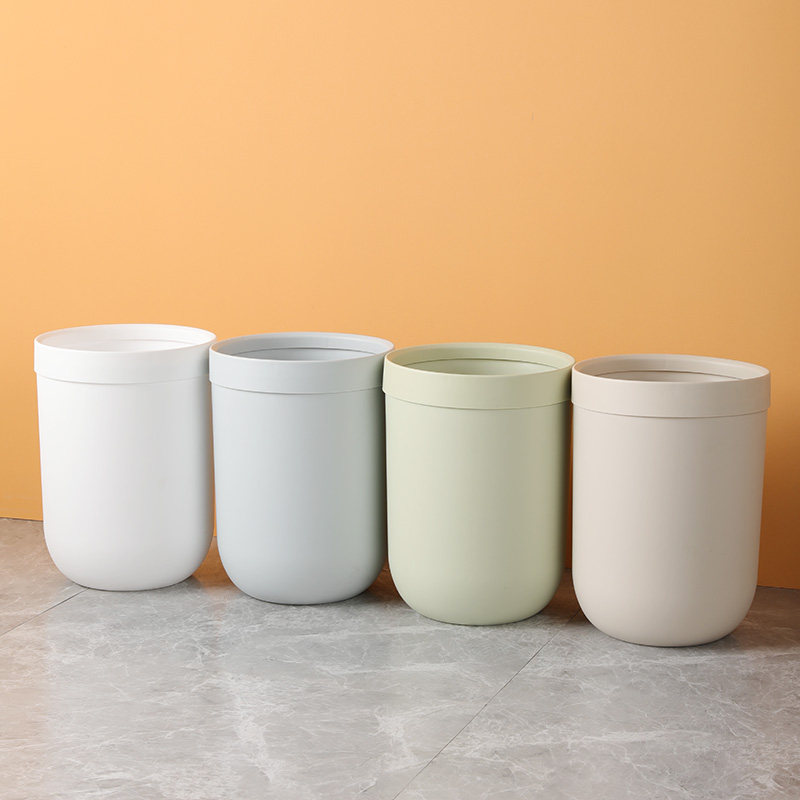 Nordic trash can home living room creative bedroom powder room kitchen simple plain round paper basket with pressure ring