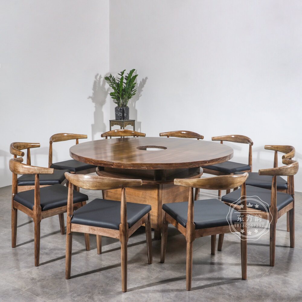 Modern minimalist round dining table and chair combination commercial restaurant hotel leisure farm home multi-person economy