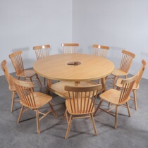 Log modern simple round hot pot table and chair combination commercial restaurant hot pot restaurant hotel farmhouse home multi-person