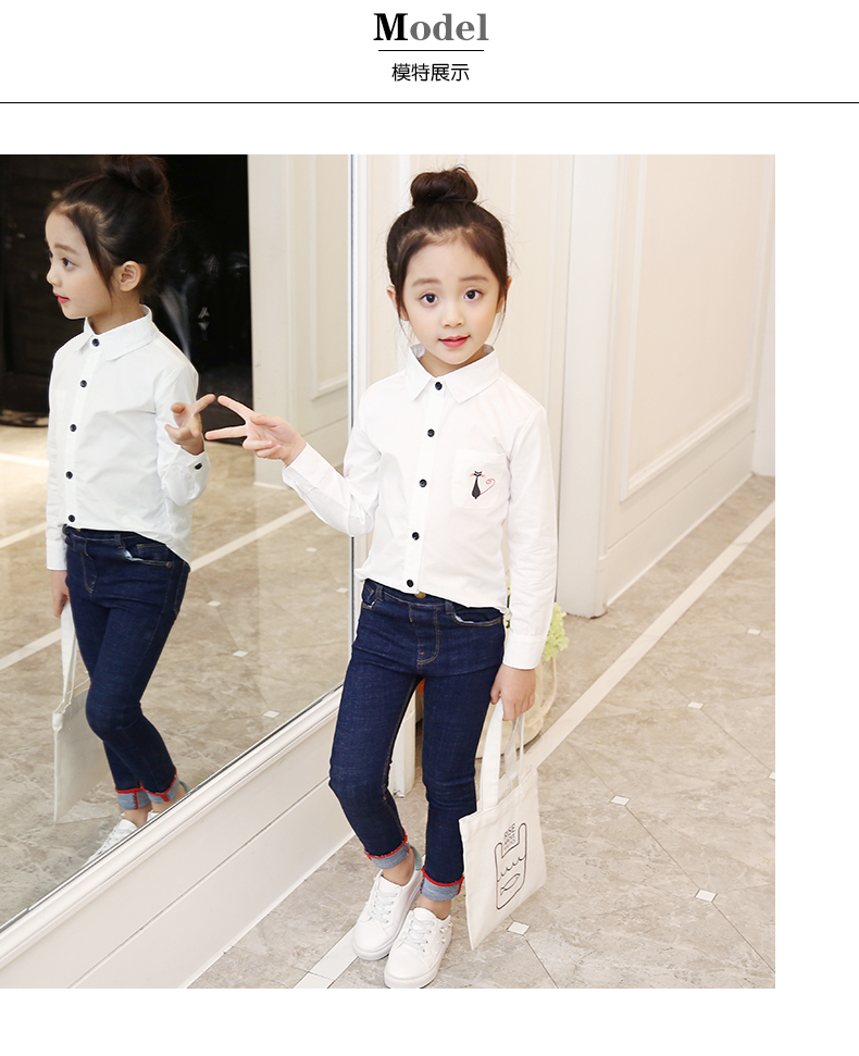 Quần áo trẻ em nữ sơ mi gas ngoại 2018 mới mùa thu cotton dài tay trẻ em sơ mi lớn mùa thu và áo trẻ em mùa đông áo bé trai