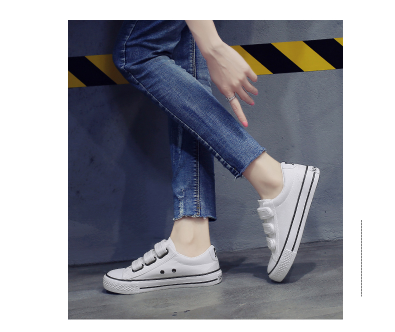Mùa thu mới Giày vải Velcro nữ phẳng đáy hoang dã Học sinh Hàn Quốc màu rắn Giày gió retro giày retro giầy converse nữ