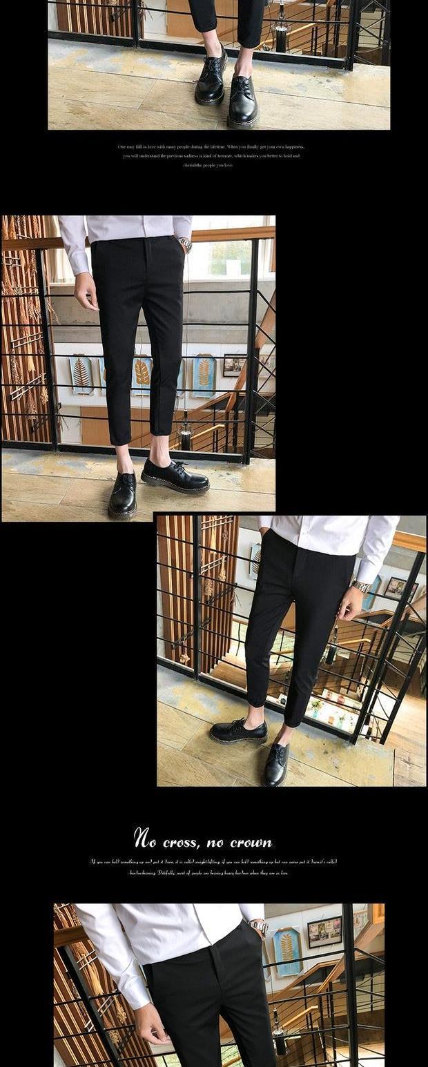 Quần âu nam phiên bản Hàn Quốc của quần ôm dáng mỏng là quần lửng nam chín quần mùa thu đông cộng quần nhung baggy nam